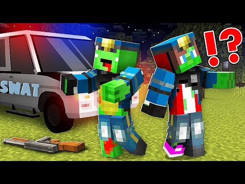 How Zombie Mikey and JJ Became SWAT ? ZOMBIE POLICE ! - Minecraft (Maizen)