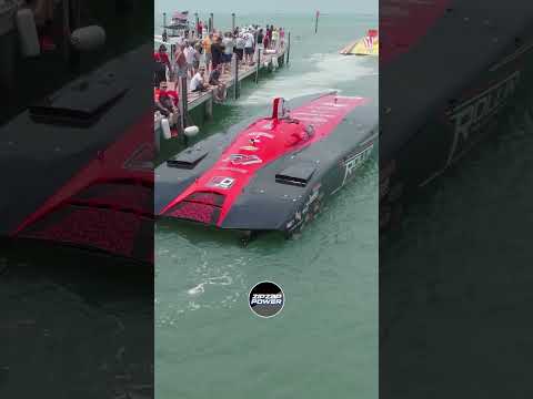 Blew out the mic on this one! SV Outerlimits Offshore Race Boat pulls off the docks! LOUD!