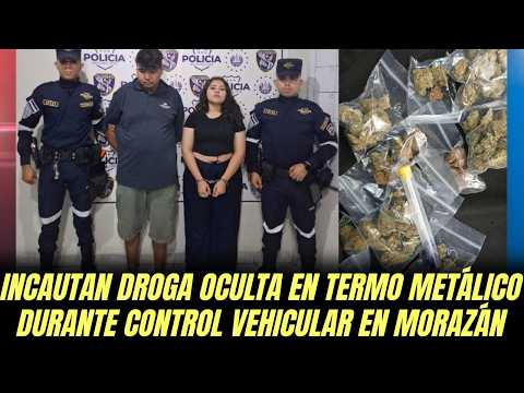 INCAUTAN ESTUPEFACIENTES OCULTA EN TERMO METÁLICO DURANTE CONTROL VEHICULAR EN MORAZÁN