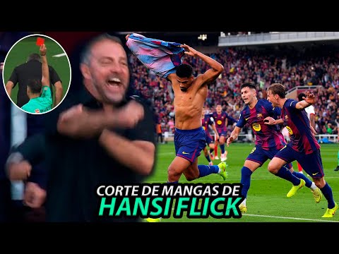 El POLÉMICO GESTO de HANSI FLICK CELEBRANDO el AGÓNICO GOL del BARCA con un “C0RTE de M4NGAS”