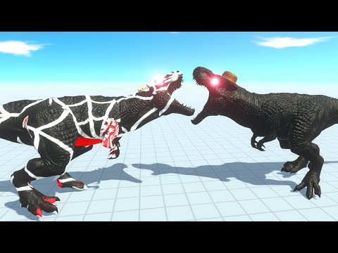 DINOSAURUS BLACK SPIDERMAN T-REX vs T-REX BLACK DEATH RUN - Animal Revolt Battle Simulator ARBS