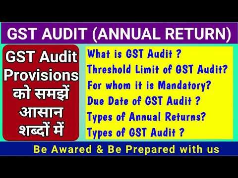 GST Audit (Annual Return) provisions in Easy Hindi Language | Audit Limit-Due Date-Taxpayers-Forms Video