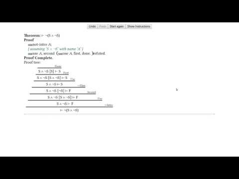 Using the Interactive Proof Editor by Robert Atkey to prove ~(S&~S)
