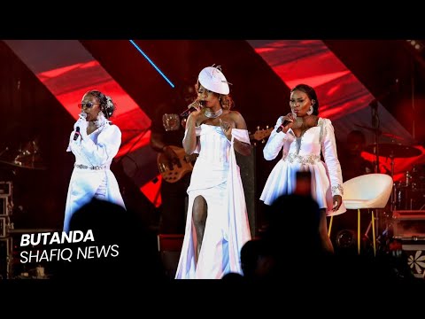 Jackie Chandiru, Lillian Mbabazi and Cindy Sanyu perform Kankyakyankye at the BLU*3 Reunion Concert