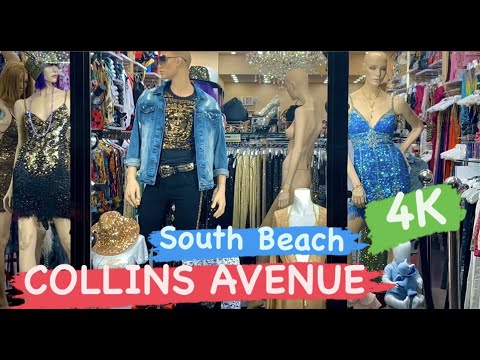 4K NIGHT WALKING TOUR ON COLLINS AVENUE IN MIAMI BEACH. SOUTH BEACH. OCTOBER 2021