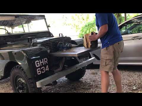 1949 Land Rover series one 1 front mounted log splitter screw