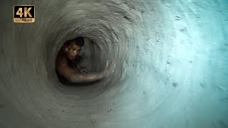 Build Ancient Underground House Water Slide To Pool
