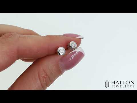9ct White Gold 0.20ct Diamond Rubover Set Stud Earrings