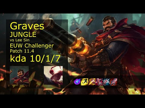 Graves vs Lee Sin Jungle - EUW Challenger 10/1/7 Patch 11.4 Gameplay