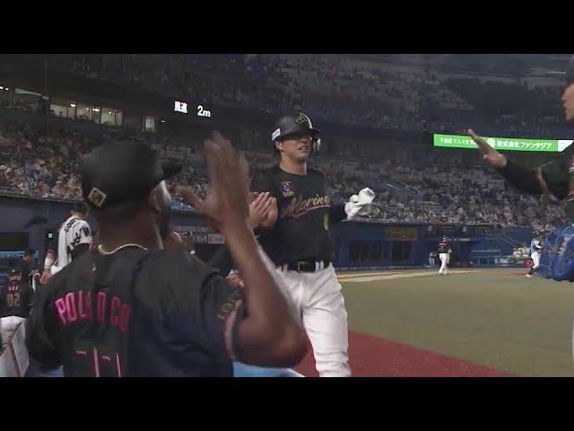 【4回裏】内野安打の間にホームイン!! マリーンズ・中村奨吾の好走塁で先制に成功!!  2024年7月12日 千葉ロッテマリーンズ 対 オリックス・バファローズ