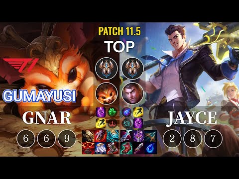 T1 Gumayusi Gnar vs Jayce Top - KR Patch 11.5