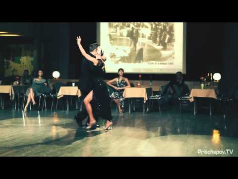  Michael Nadtochi  and  Eleonora Kalganova  are  dancing  to  the  milonga  "  Me Gusta  "