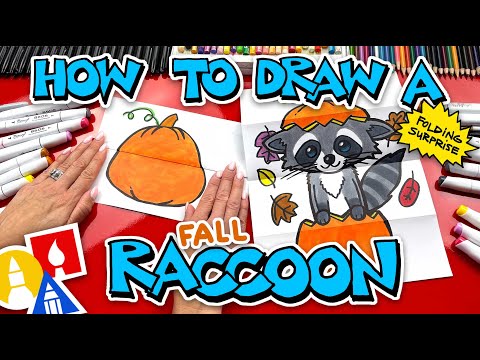 How To Draw A Fall Raccoon In A Pumpkin - Folding Surprise