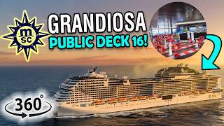 MSC Grandiosa Deck 16 Tour | Pool Deck & Activities 360°