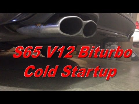 Mercedes Benz S-Class S65 AMG V12 biturbo Cold start up & rev Exhaust