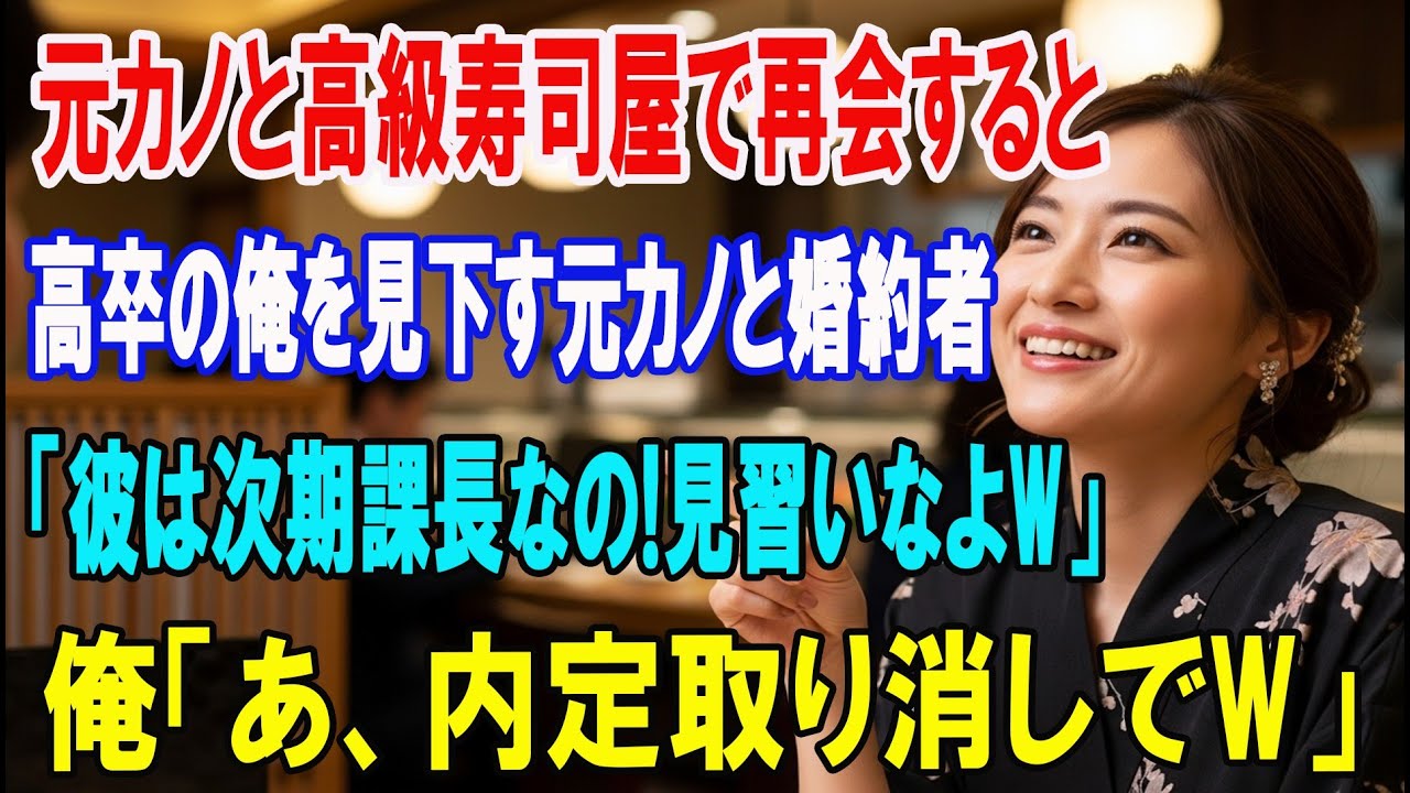 【朗読スカッと人気動画まとめ】学歴を理由に俺を振った元カノと高級寿司屋で再会。クスクス笑い婚?