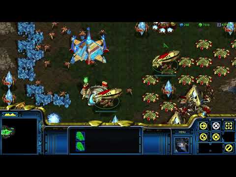 StarCraft: Remastered 1 (Protoss) vs 7 AI (Random) - Big Game Hunters Map