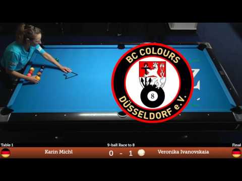 Karin Michl v Veronika Ivanovskaia | Final | Ladies GP 9-ball 2017 | BC Colours Düsseldorf