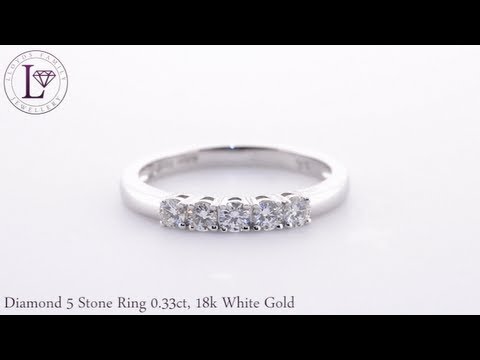 Diamond 5 Stone Ring 0.33ct, 18k White Gold (LFBJR0142)