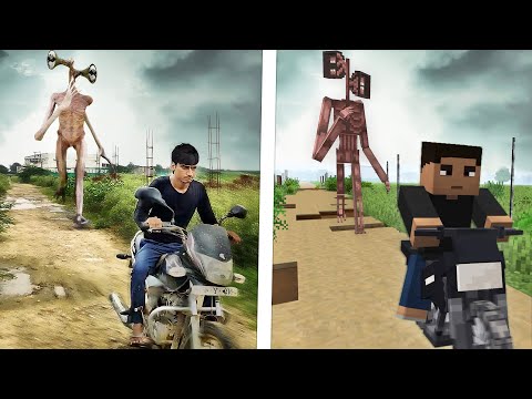 RunnyHero - Siren Head Chase -  Minecraft Horror Film side-by-side comparison