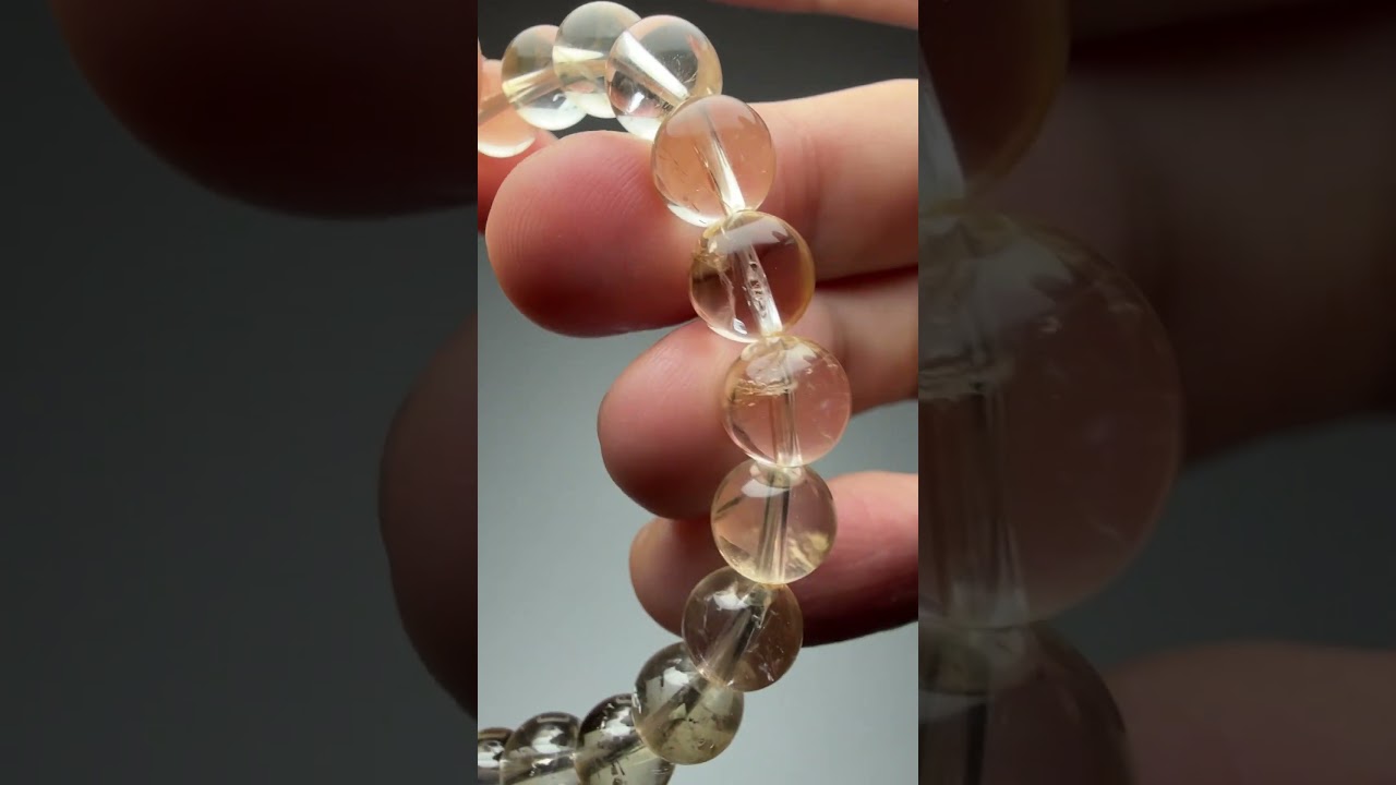 [希少非加熱・高品質+]ウクライナ産天然シトリンブレスレット/原石から作製した完全オリジナル（約8.5mm玉/薄イエロー・高透明度）★現品動画あり-slide-youtube
