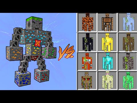 Ores Boss Vs. Extra Golems in Minecraft