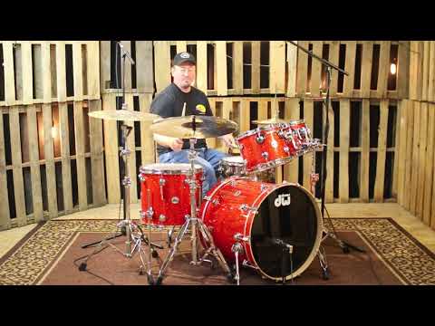 DW Collector's Maple Super Tangerine Glass Drum Set - 22, 10, 12, 16