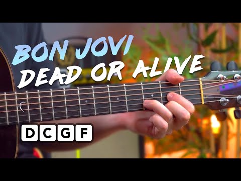 Play Wanted Dead Or Alive by Bon Jovi - 4 EASY chords & classic intro!