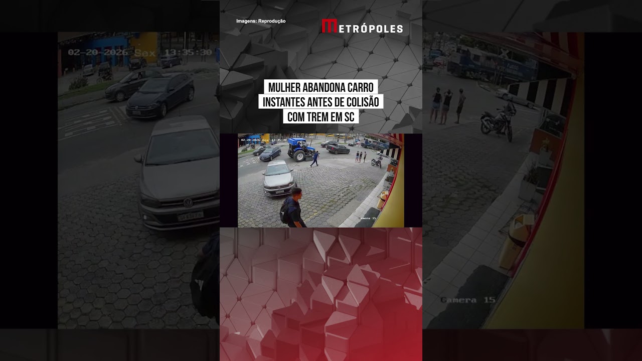Mulher abandona carro instantes antes de colisão com trem em SC