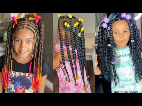 Kids Braiding Hairstyles With Beads Compilation 🦋🥰💜