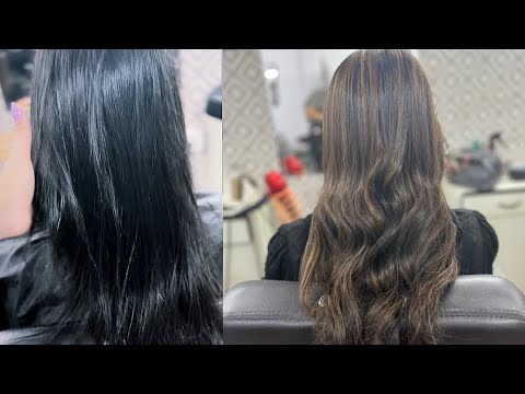 Golden blonde highlights step by step tutorial | 7.3 highlights | Blonde highlights on black hair