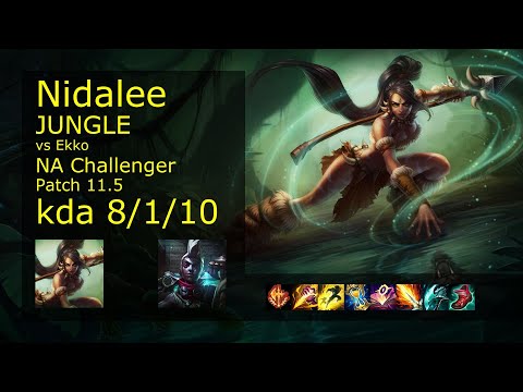 Nidalee vs Ekko Jungle - NA Challenger 8/1/10 Patch 11.5 Gameplay