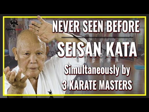 Spectacular Kata Simultaneously done by 3 Amazing Karate Masters | 3  Seisan styles | Ageshio Japan