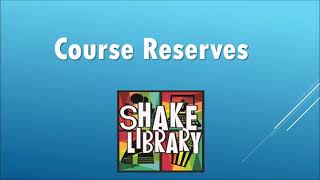 Course Reserves