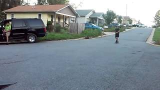 Ben jumps board off of launch ramp and catches air