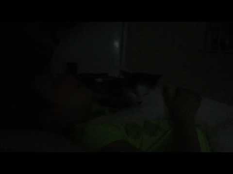 Little girl sings in bed