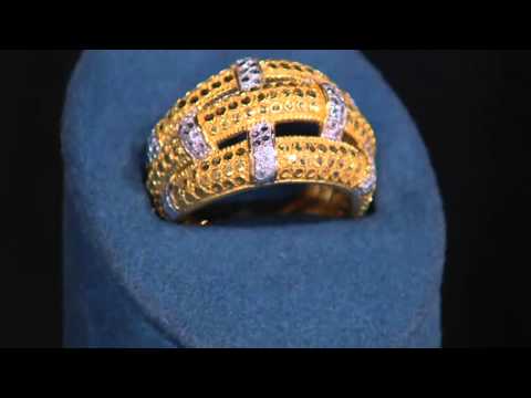 Silver Style Basket Weave Diamond Cut Sterling Domed Ring on QVC