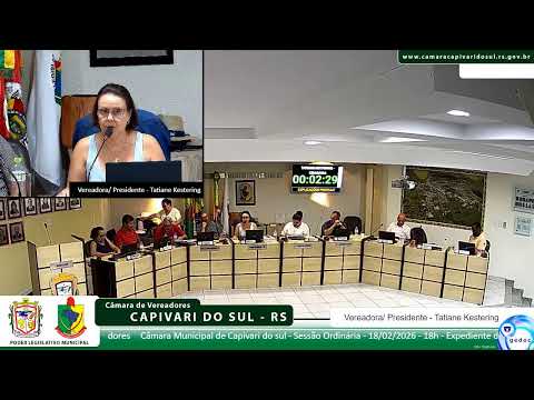 Câmara Municipal de Capivari do sul - Sessão Ordinária - 18/02/2026 - 18h