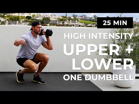 25 Min INTENSE ONE DUMBBELL HIIT WORKOUT [Upper + Lower Body Split]