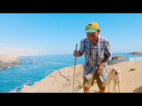 DON Adrián, Vive SOLO FRENTE al MAR con su PERRO MACHO...