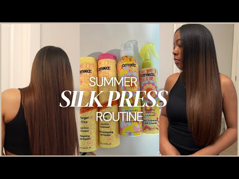 Summer Silk Press Routine | Amika Frizz- Free & Anti- Humidity | Straight Hair Natural