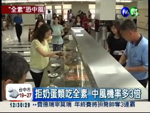 吃全素膽固醇低 中風風險高3倍