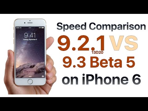 iPhone 6 iOS 9.2.1 vs iOS 9.3 Beta 5 / Public Beta 5 Build #13E5225a Speed Comparison