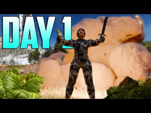 SOLO Claiming My OP Cave Day 1 - Ark: Survival Evolved PvP