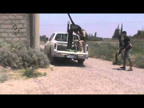 استهداف نقاط تمركز قوات النظام في مشفى القلب في دير الزور بواسطة رشاش دوشكا من قبل كتيبة القادسية