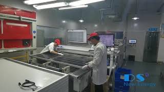 Attaching label  of solar panel production