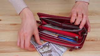 Гаманець-клатч зі шкіри з кишенею для мобільного ST Leather 19311 бордовий