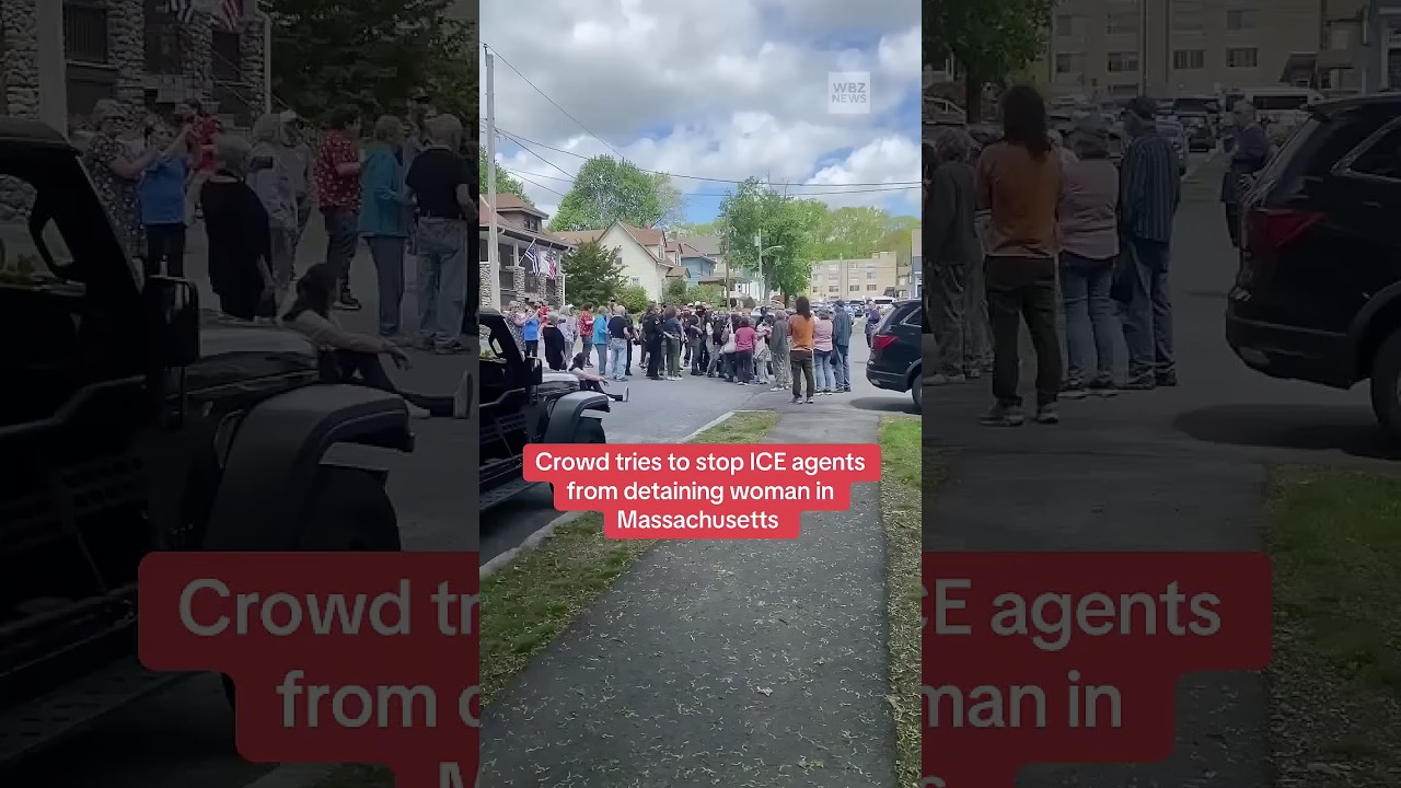 Crowd tries to top ICE agents from detaining woman in Massachusetts