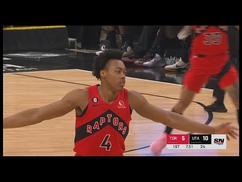 Scottie Barnes Buries the 3 Pointer - Raptors vs Jazz | Feb 1, 2023