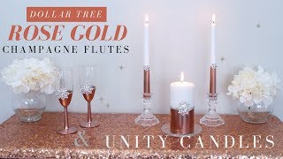 DIY Wedding Champagne Flutes &amp; Unity Candles| Rose Gold Wedding Decoration Ideas